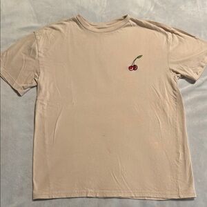 Men’s Pacific Sunwear Beige T-Shirt with Cherry Embroidery- Small